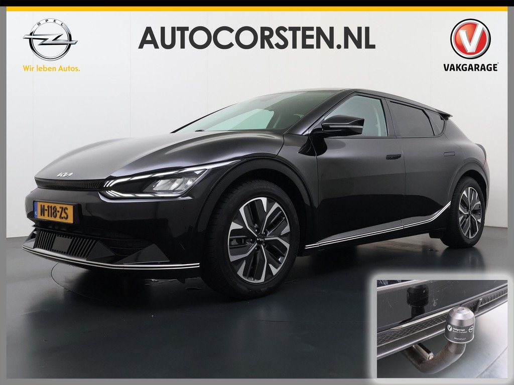 Kia EV6 Plus 77.4kWh SOH 100% Trekhaak Adap.Cruise Warmtepomp Leder+Ventilatie+Verwarming Meridian®-Surround Verwarmd Stuur+Achterbank Navi Camera's Android Auto Apple Carplay Pdc Stoel-Memor