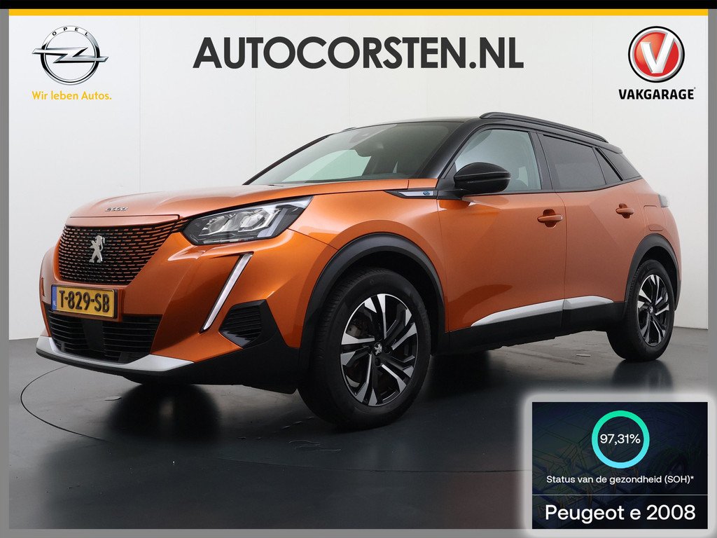 Peugeot e-2008 EV Allure 50kWh SOH 97% Two Tone 3D-Navi Stoelverwarming Apple Carplay Android Auto Ecc Cruise Control Regen-Lichtsensor Privacy Glas Keyless Connected-Apps DAB Bluetooth Led L