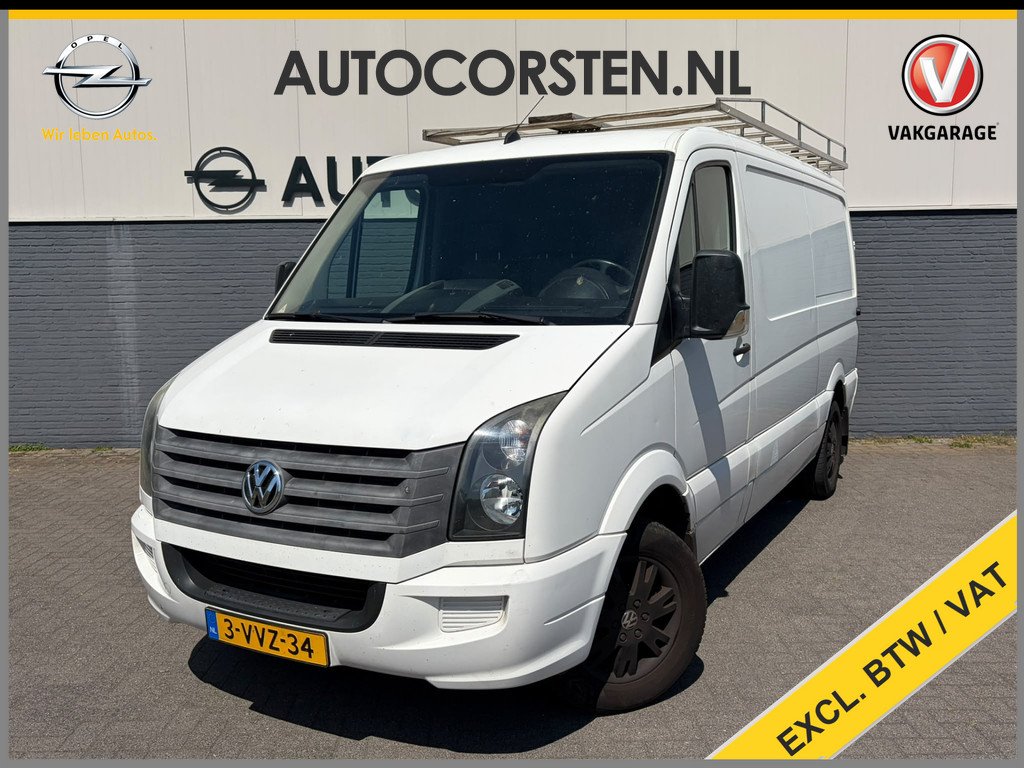 Volkswagen Crafter 35 2.0TDI 136PK L2H1 BM 3-Peroons Trekhaak Cruise Control Airco Camera Navi Google®-Maps Imperiaal Lmv Betonplex Vloer Wandbetimmering Schuifdeur Achterdeuren 2.000KG Trekg