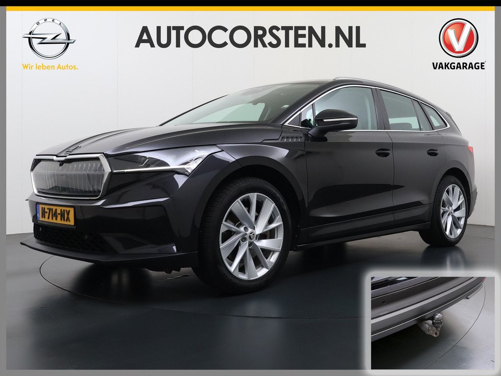 ŠKODA Enyaq iV 80 204PK SOH 91% Verlichte Grille Trekhaak Stoel+Stuurverwarming 3-Zone Ecc Camera Apple Carplay Android Auto Navi Sport Pakket Led Matrix Rijstrooksensor Isofix Keyless 1.000K